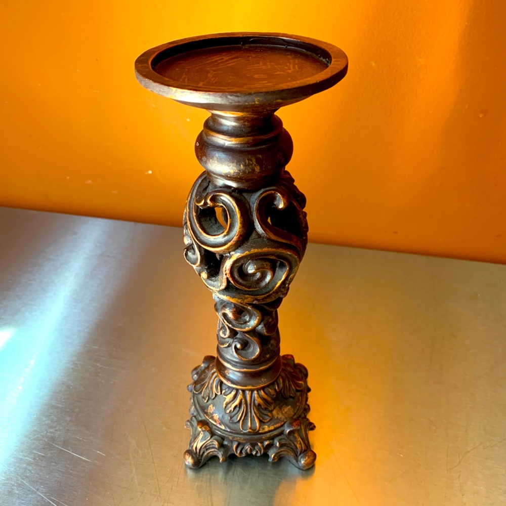 Painted Wooden Candle Holder